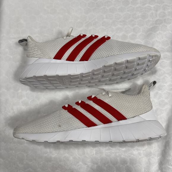 Adidas Questar Shoes Mens 10.5 Cloudfoam White/Red Mesh Sneakers Running FV9067 - Picture 6 of 16